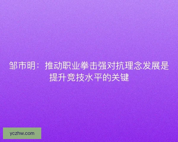 邹市明：推动职业拳击强对抗理念发展是提升竞技水平的关键